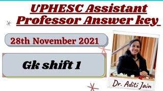 Uphesc Assistant Professor Answer Key 2021 Gk Solution Shift 1 28112021 Advt 50 Answer Key