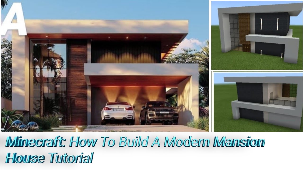 Minecraft: How To Build A Modern Mansion House Tutorial - YouTube