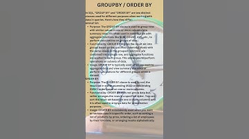 In SQL, GROUP BY and ORDER BY