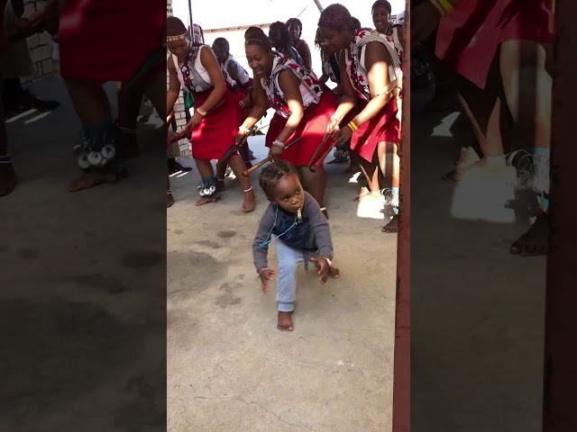 A 2 year old Siyabonga leading Sangoma initiates with such power & pride class=