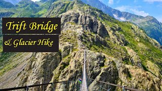 Trift Suspension Bridge & Glacier Hike #switzerland #beautiful #hikingvlog #suspensionbridge