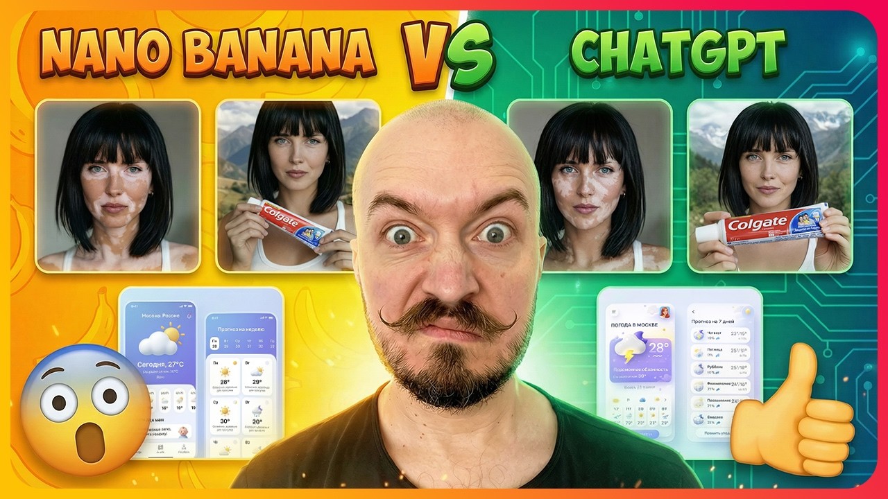 🍌 Nano Banana vs ChatGPT — Большой тест на реальных задачах (лица, товары, презентации, сайты)