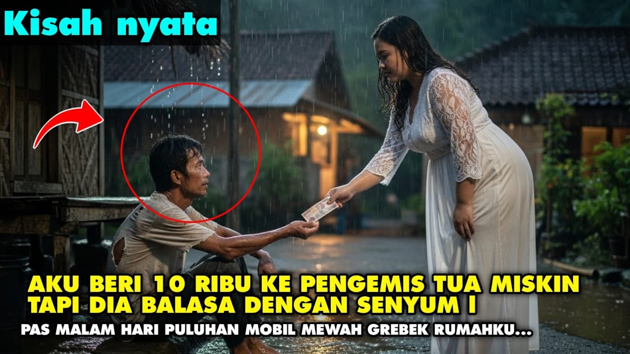 JANDA MISKIN BERI 10 RIBU KE PENGEMIS MISKIN, TAPI PAS MALAM PULUHAN MOBIL MEWAH GREBEK RUMAH DIA