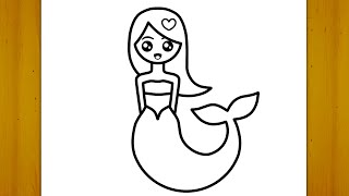 كيف ترسم حورية البحر  كيوت وسهل خطوة بخطوة | رسم سهل | تعليم الرسم للمبتدئين HOW TO DRAW A MERMAID