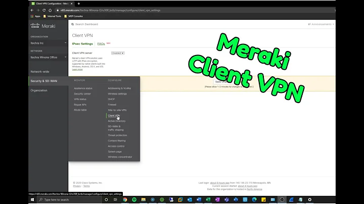Configuring the Meraki Client VPN
