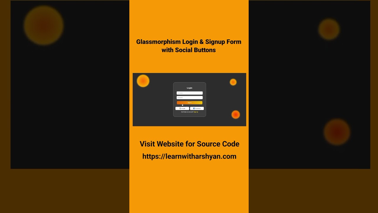 Glassmorphism Login & Signup Form with Social Buttons | HTML CSS JS 