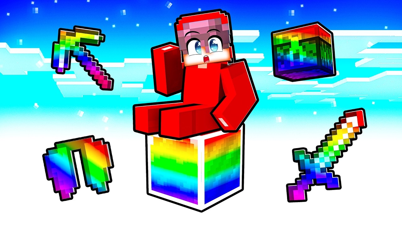 Minecraft, But It’s One OP RAINBOW Block!