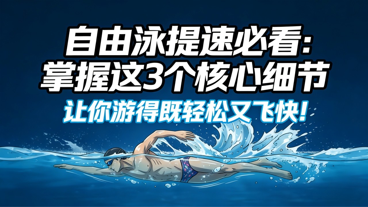 自由泳提速必看：掌握这3个核心细节，让你游得既轻松又飞快！#自由泳 #游泳教学 #自由泳提速 #游泳干货 #游泳换气 #自由泳打腿 #运动进阶 #高效游泳 #游泳技巧 #核心力量