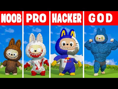 Minecraft LABUBU STATUE BUILD CHALLENGE - NOOB vs PRO vs HACKER vs GOD