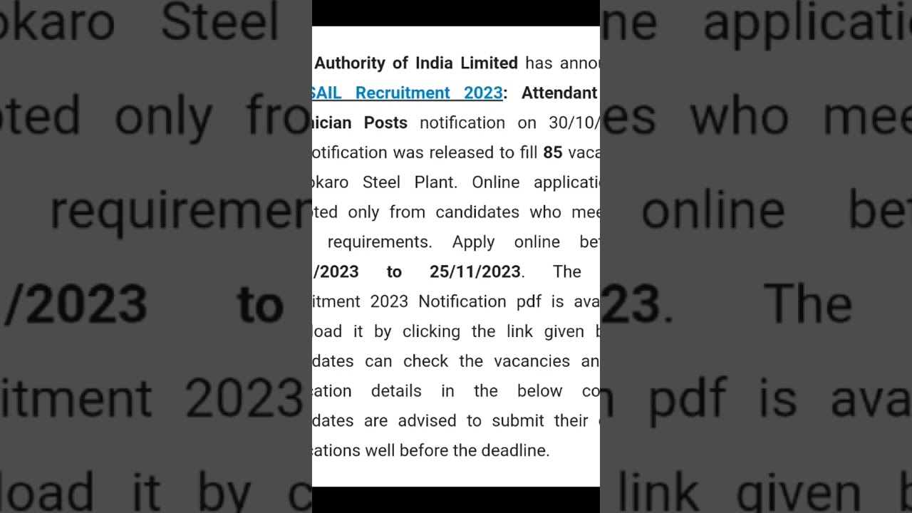 SAIL Recruitment Out 2023 