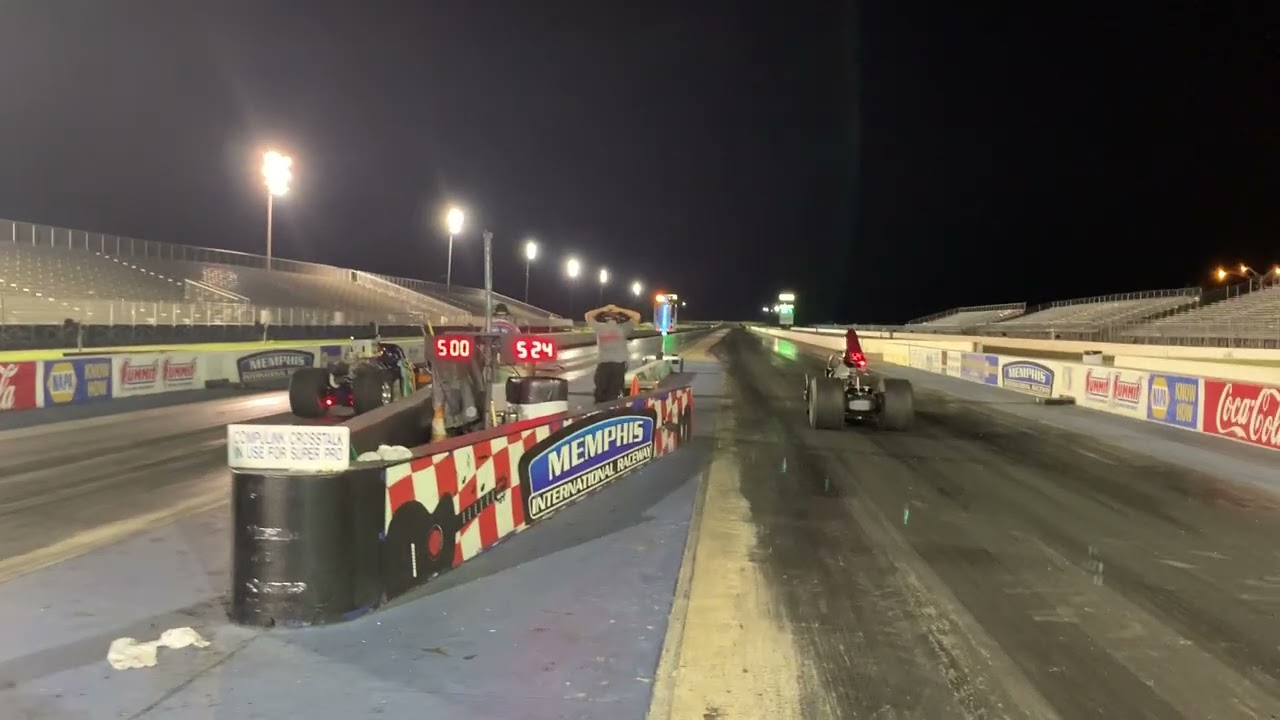 Trevor Moore in the finals at Memphis international raceway