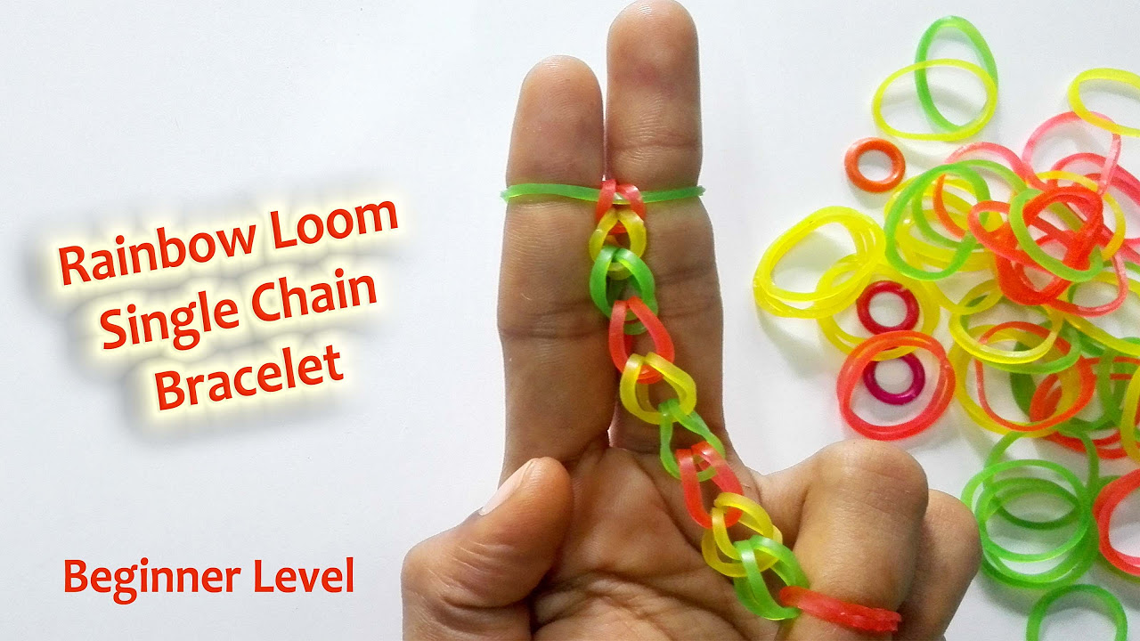 DIY  Rainbow Loom Bracelet  Single Chain Method  For Beginners