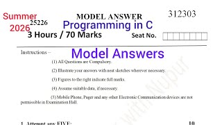 Programming in C (PIC) Model Answers 🔥 | 2nd Sem Summer 2026 | MSBTE | K Scheme | Full Answers
