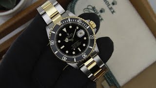 Rolex Submariner 18K Stainless Steel Black D 16613 E Serial Mens Watch