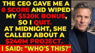 My CEO Gave Me a Zero, Erased My $520K Bonus, and I Quit—Then She Called at Midnight About the...