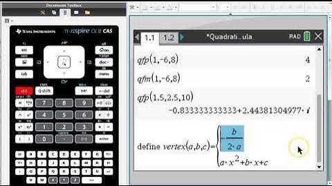 Programming the Vertex Formula into the TI Nspire