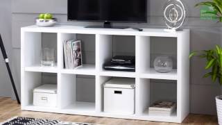 White High Gloss 8 Square Tall Wide Bookcase