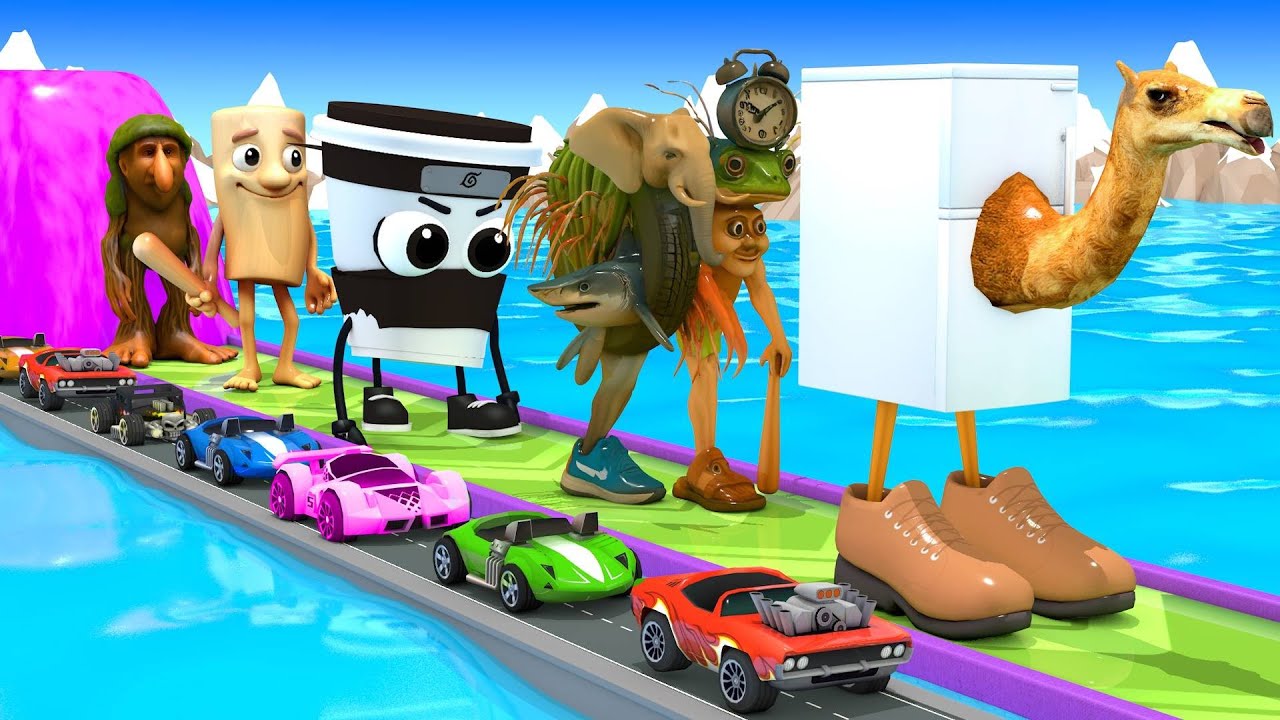 Long Slide Game With Cow Elephant Gorilla Hippopotamus Tiger 3d Animal Game Funny 3d Animals