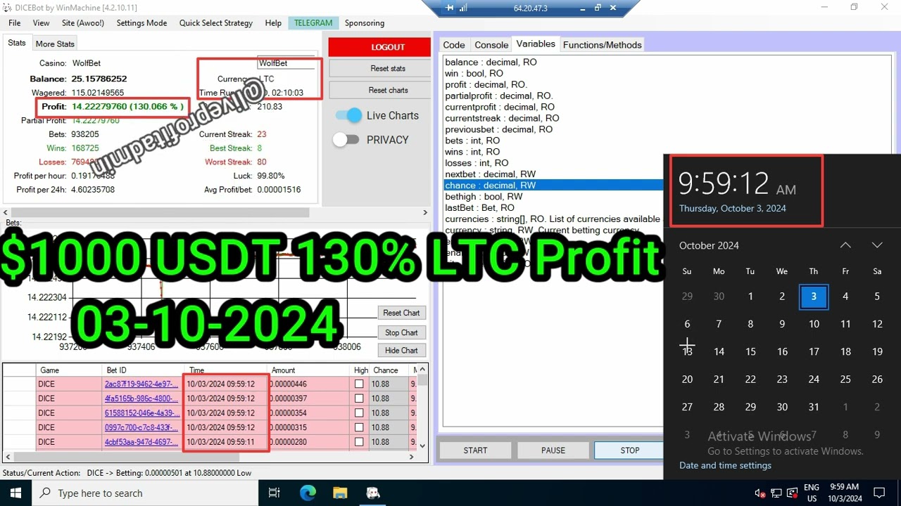 Dicebot Script |Dice Strategy |Stake DIce | Wolf.bet | DiceScript 2024  |Dice Strategy 2024 - YouTube