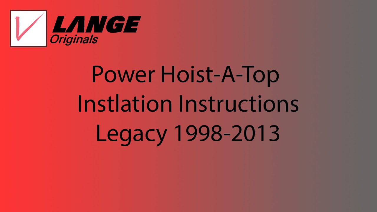 Power Hoist A Top power unit installation instructions Legacy 19982013 YouTube