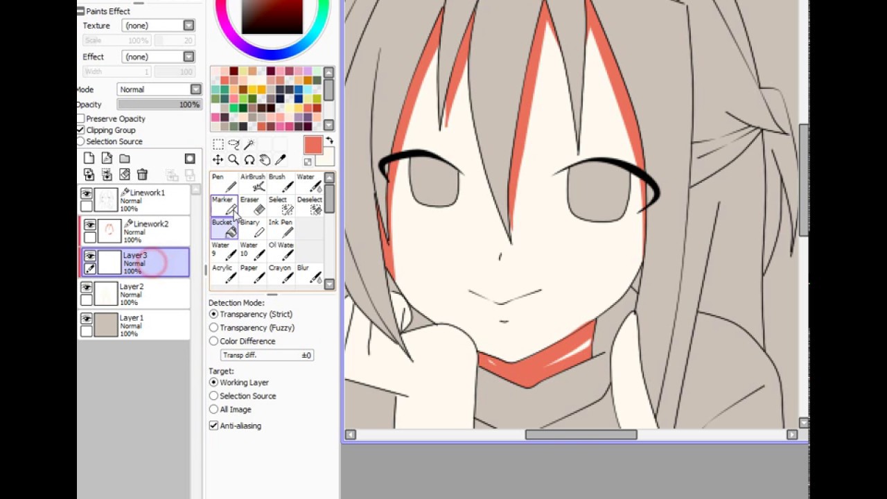 Skin Coloring Tutorial -Anime Style SAI - YouTube