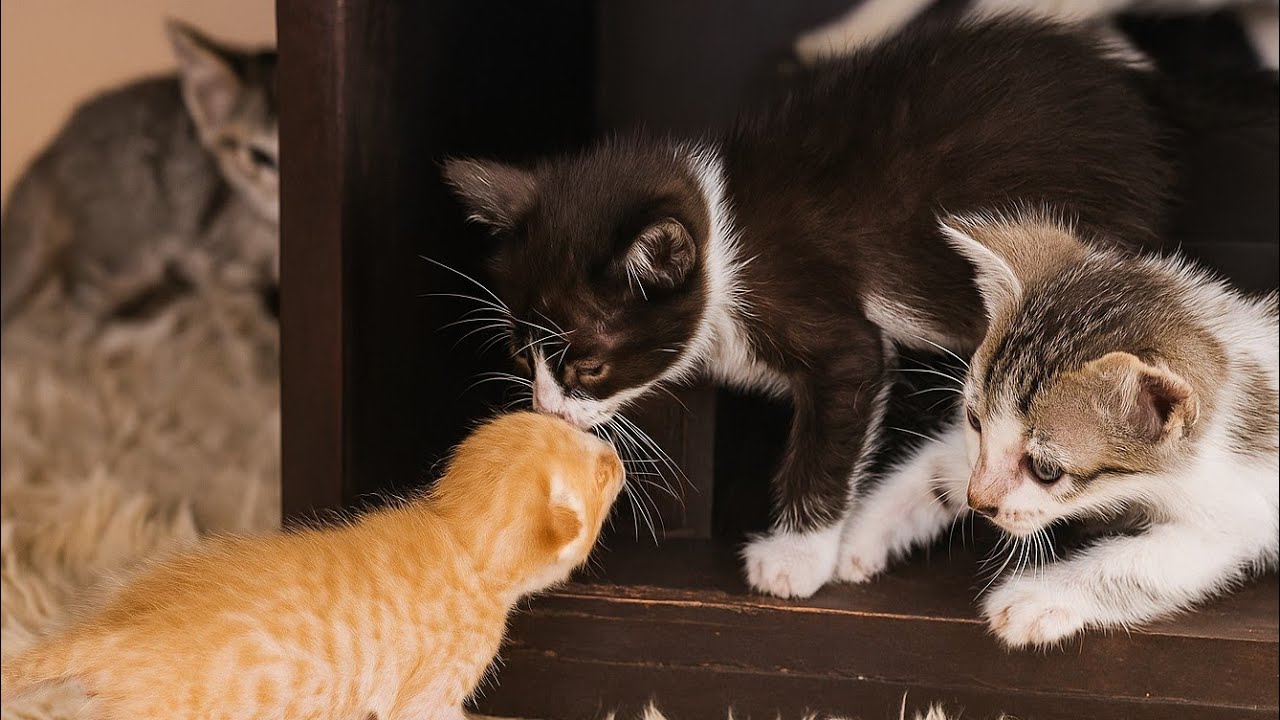 Orphan Kitten’s First Walk Toward Adopted Mama Cat Changed Everything 💞
