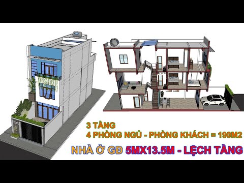 Video PHƯƠNG ÁN 1 NHÀ 5X13,5M LỆCH TẦNG - youtube