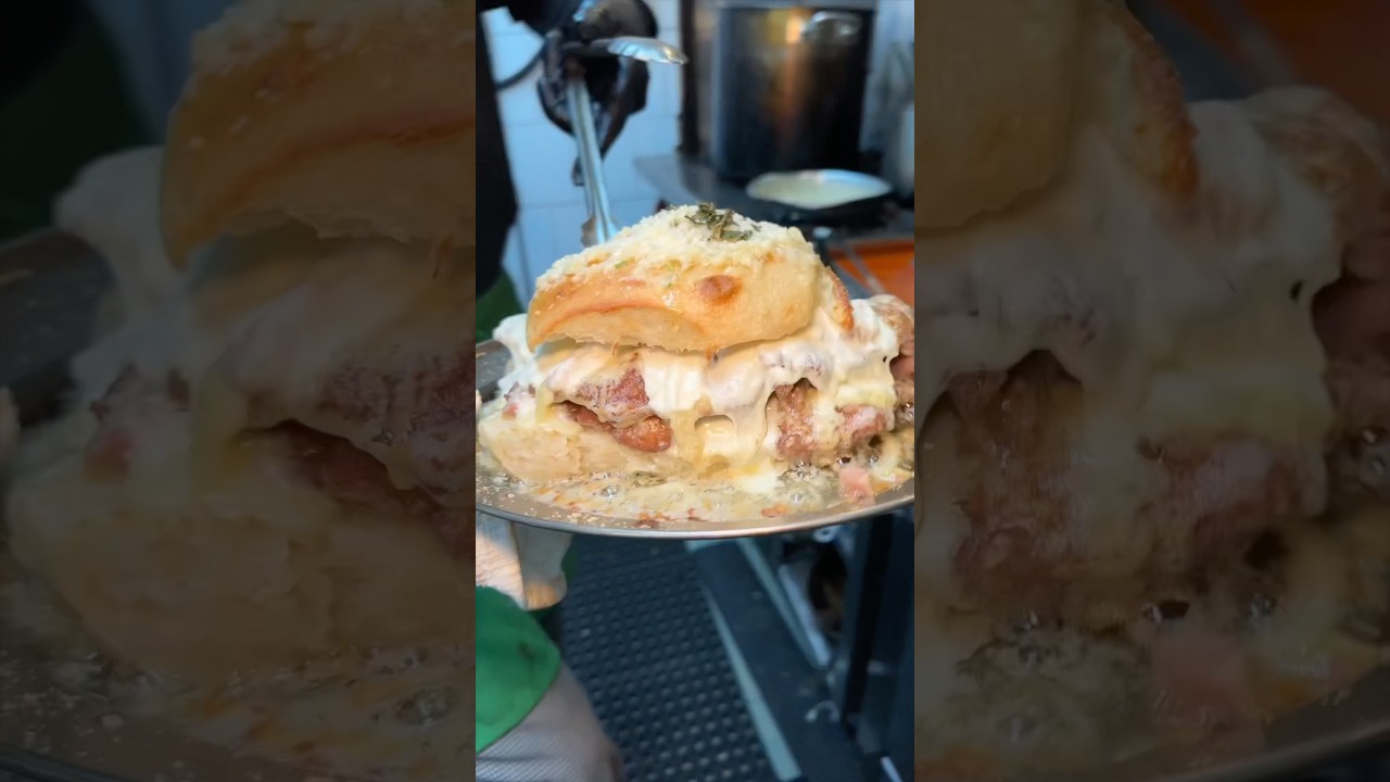 This GIANT GARLIC KNOT SANDWICH from Knapp Street Pizza in Brooklyn, NYC is INSANE! 🤯 