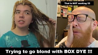 She is trying to go BLOND with BOX DYE I Hairdresser reacts to a hair fail #hair #beauty