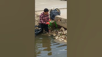 The Value of Removing plastic, Cleaning Rubbish from Clogged Canal #cleaning #shorts #unclog