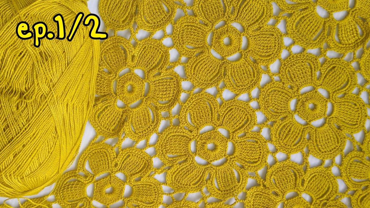 #สอนถักโครเชต์ ต่อๆคลิป2ค่ะ#วิธีถักตาข่ายรอบดอก  ถักโครเชต์ลายดอกไม้หวานๆep.1/2#crochet #ลายลูกไม้