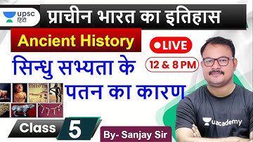 सिन्धु सभ्यता के पतन का कारण,Indus civilization Ancient History for UPSC 2020 by Sanjay Sir in Hindi