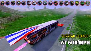 Which Vehicle Survive 🔥At 600/MPH in 1 second? #beamngdrive #beamNg #CarCrash #game |#4 BeamNG.drive