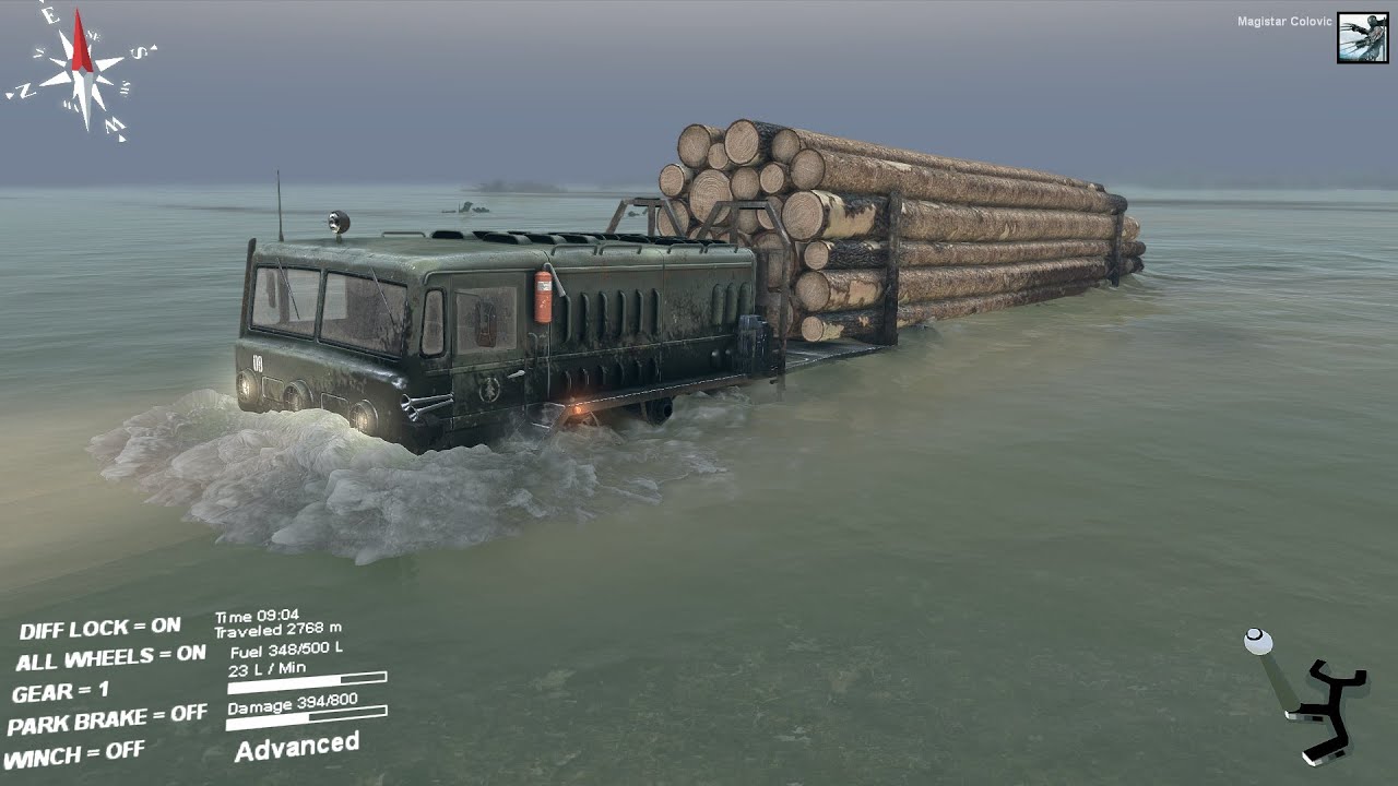 Spintires - New map Flood - MAZ 535 delivering logs