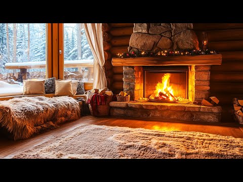 Warm Fireplace Sounds 🔥 Relaxing Jazz Instrumental Music 🎄 Christmas Jazz Music Winter Enjoy