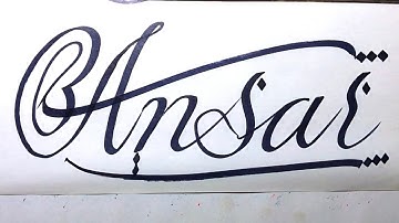 Ansar Name Signature Calligraphy Status | How to Cursive write with cut Marker #ansar @ansar