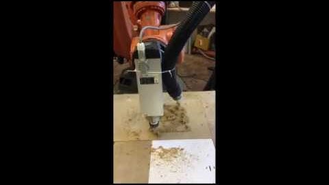 Kuka robot carving an image in a school project