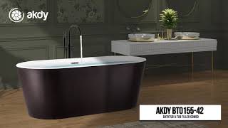 AKDY Freestanding Modern Acrylic Soaking Tub with Tub Filler Combo Model BT0155-42