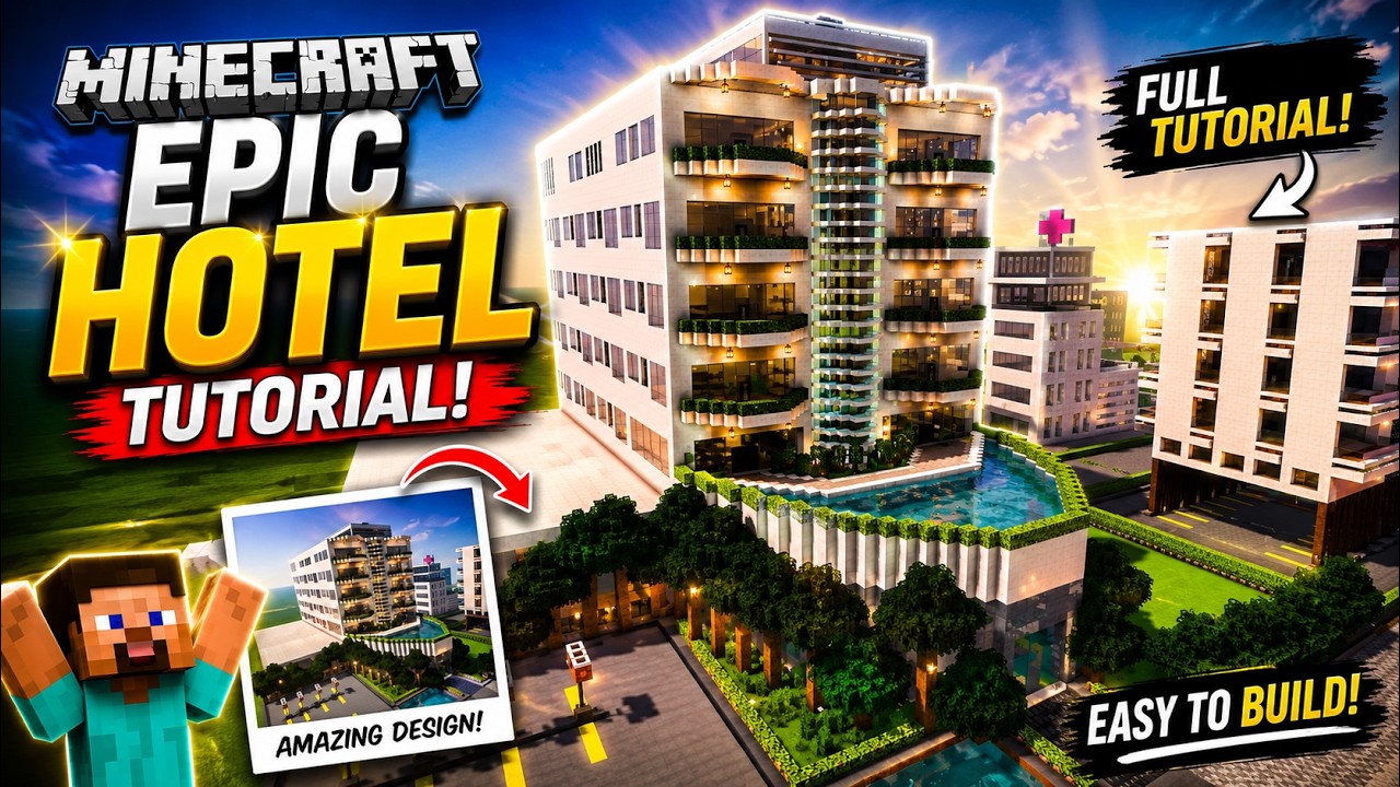 Minecraft Hotel Tutorial – Ultimate Luxury Modern Hotel Build (Step-by ...