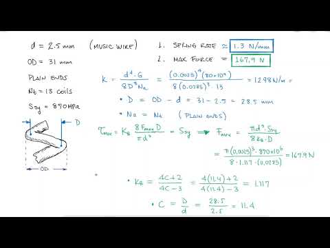 Mechanical Springs - Spring Constant and Maximum Force - Example 1