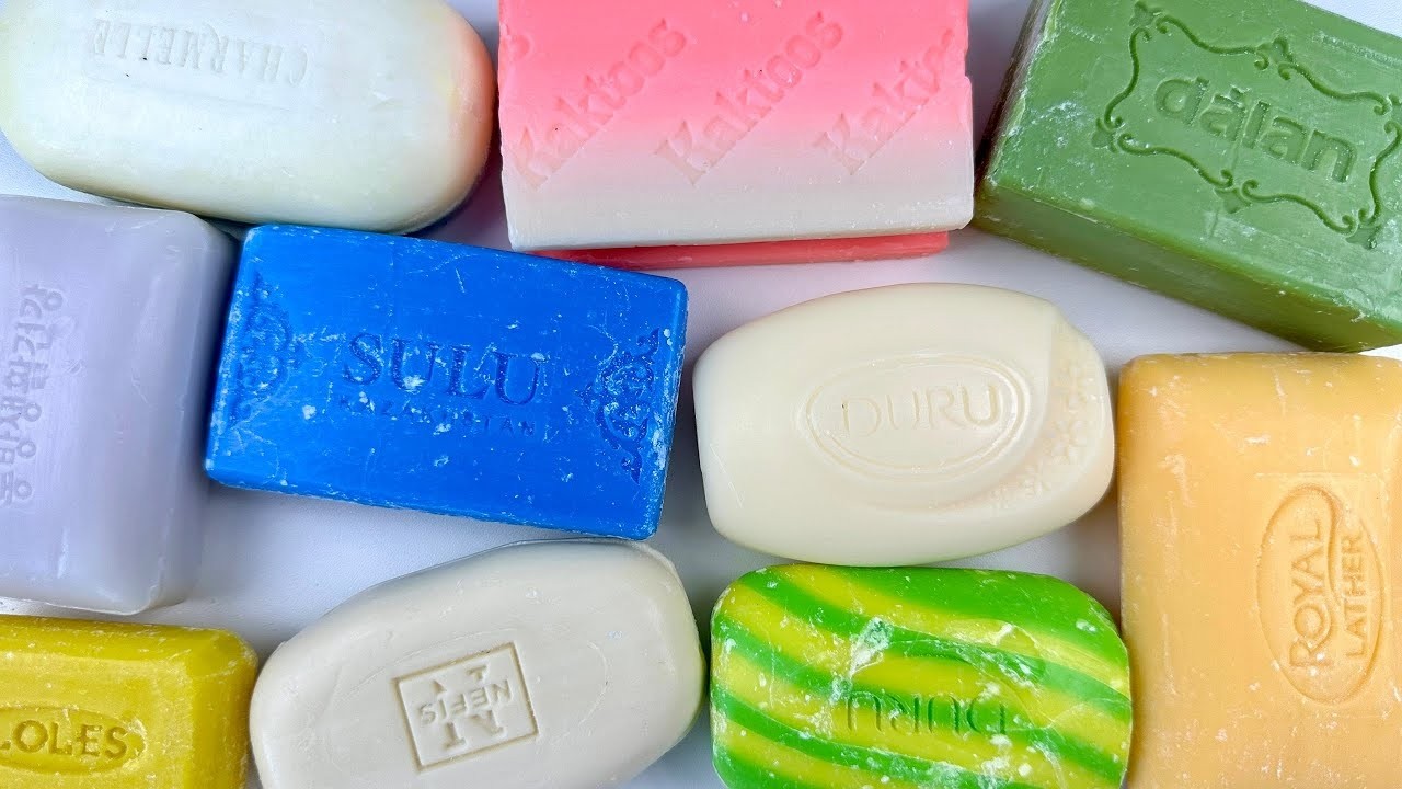 ASMR soap cubes 💜 Crushing soap boxes with starch 💜 Kinetic Sand AND Pillar Cutting ASMR