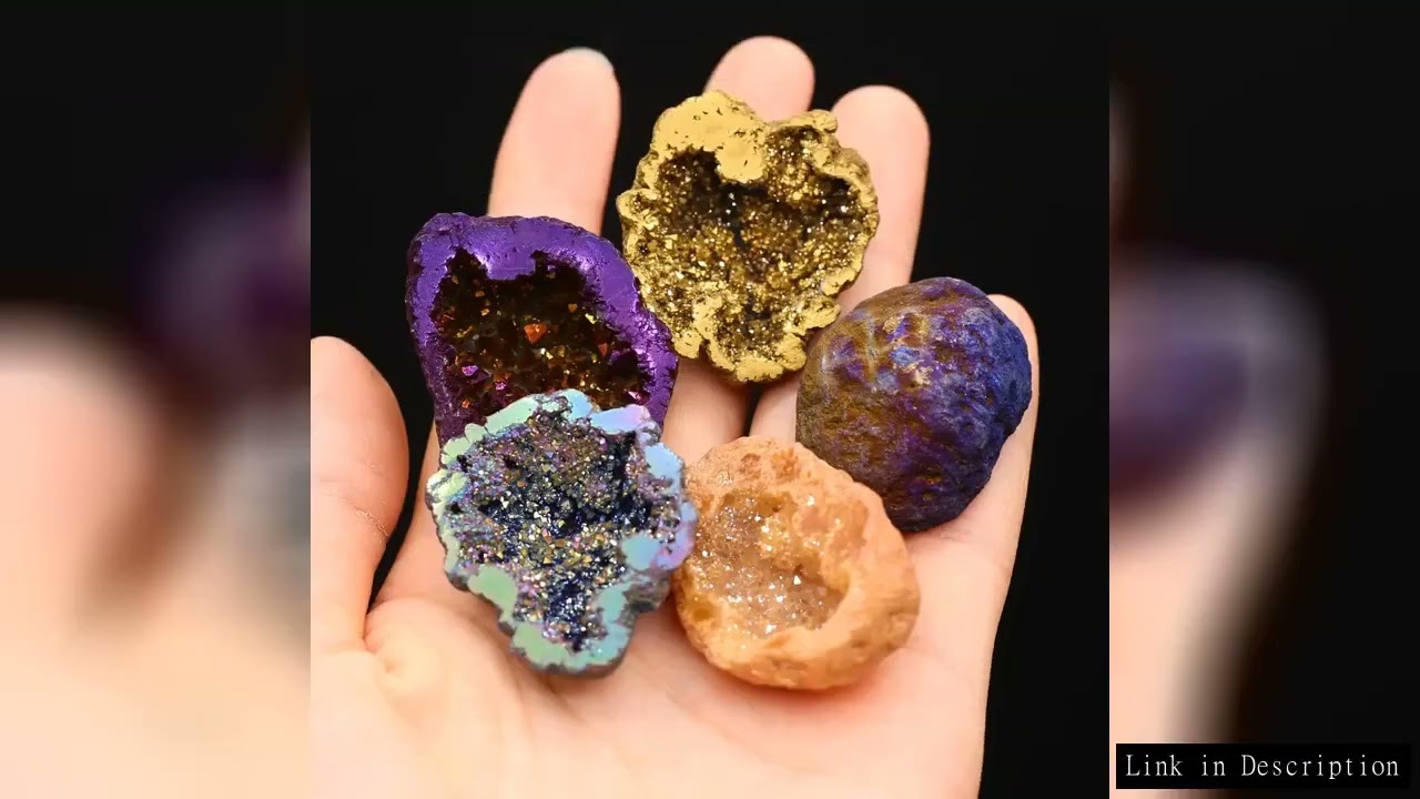 2pcs/Set Natural Stone Agate Treasure Bowl Crystal Hole Energy Gemstone Plating Plus Color Diy Neckl