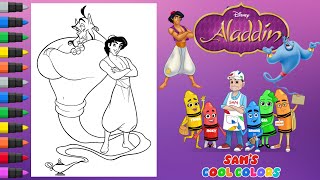 Coloring Aladdin & Genie | Disney Aladdin Coloring Page Activity | Markers