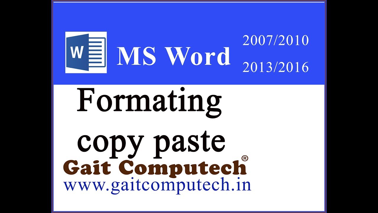 Ms Word Formatting copy paste In MS Word 2016/2013/2010/2007 In Hindi ...