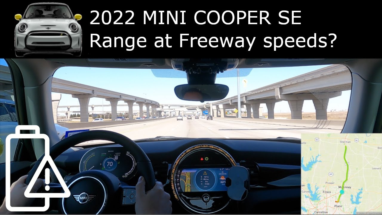 2022 Mini Cooper SE Mild Weather Freeway Range Test 70mph Highway