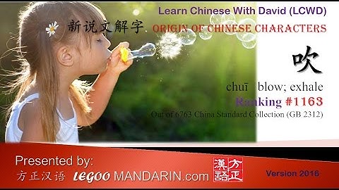 Origin of Chinese Characters - 1163 吹 blow - Learn Chinese with Flash Cards