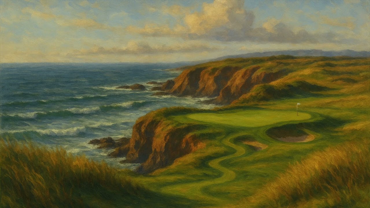 Bandon Dunes Inspired Golf Hole – Oil Painting for Frame TV | 4K Ambient Art Display