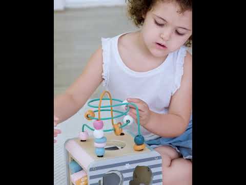 5 в 1 Бізікуб для дітей Viga Toys PolarB Дерев'яний логічний куб (44030), видео 1