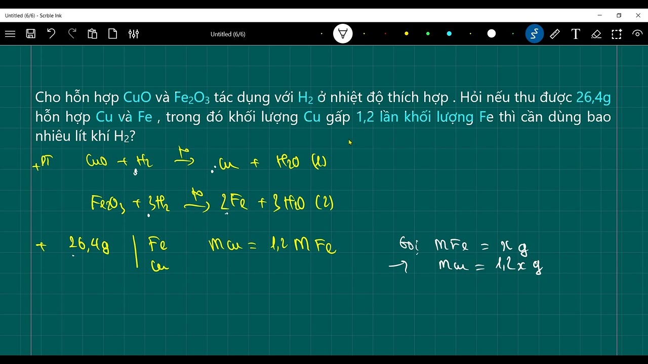 Cho hỗn hợp CuO và Fe2O3 tác dụng với H2 ở nhiệt độ... - youtube