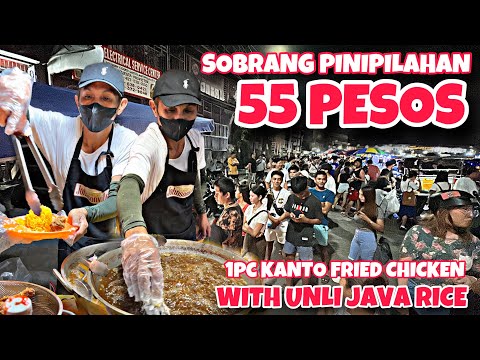 FLAVORED KANTO STYLE FRIED CHICKEN WITH UNLI JAVA RICE 55 PESOS LANG | MANILA STREET FOOD